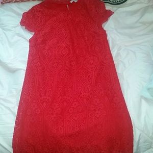A red lace dress
